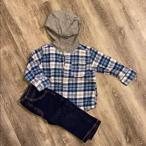 Boys pant and flannel shirt set